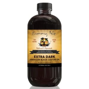 sunny isle extra dark jamaican black castor oil 8oz - pet plastic bottle | 100% natural high potency treatment for hair, scalp