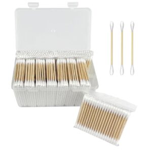 1000 ct (2000 tips) bamboo cotton swabs - biodegradable double tips cotton buds - natural organic cotton swabs - pure cotton buds for ear beauty & personal care