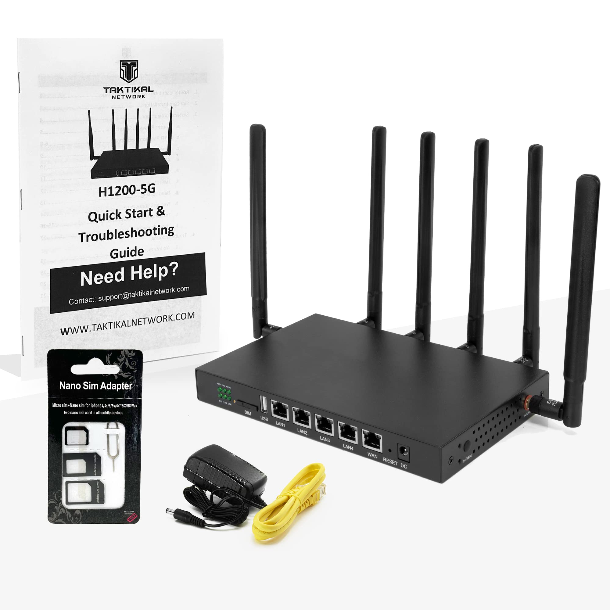 TAKTIKAL 5G / 4G LTE Dual-Band Openwrt Wi-Fi Sim Router for Home & Business with 4 x 4 MU-MIMO, Band Lock, OpenVPN, Zero-Tier, & TTL - Plug and Play Connection on AT&T, T-Mobile, & Verizon