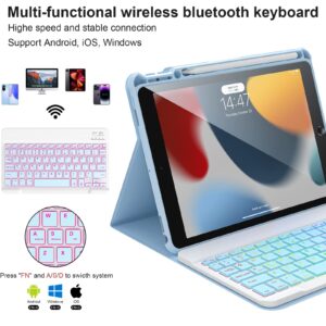 LINHUANXILE Keyboard Case for iPad 10.2 9th/8th/7th Gen,7 Color Backlit Removable Bluetooth Wireless iPad Case Keyboard with Pencil Holder - iPad 9th/8th/7th Generation Case with Keyboard,