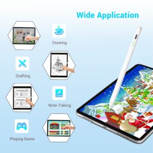 Stylus Pen for Apple Ipad Pencil - Ipad Pen for iPad 10th 9th Generation Palm Rejection with Apple Pen 2018-2024 Ipad 9th 8th 6th 7th Gen Mini 6th 5th Ipad Air 3/4/5 Gen iPad Pro 11-12.9 inch White