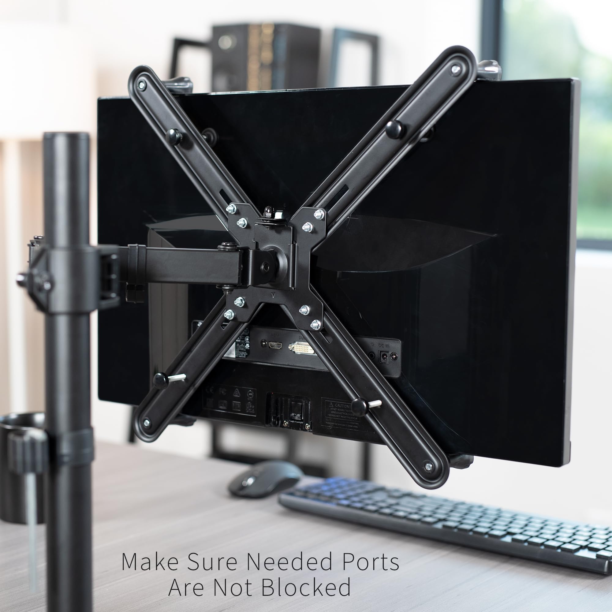 VIVO Non-VESA Dual Monitor Arm Desk Mount with VESA Adapter Brackets, Holds 2 LCD LED Screens up to 32 inches without VESA Holes, Fully Adjustable Stand with C-Clamp, Grommet Base, Black, STAND-V002VA