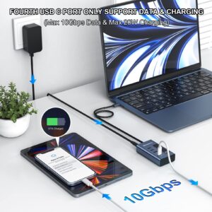 Minisopuru Powered USB C Hub, USB C Splitter 4 Ports with 10Gbps Data & 20W Charging,USB C to USB C Hub Multiport Adapter for MacBook Pro/Air, iMac, iPad, Phone, Surface,Dell, etc.(Not Support Video)