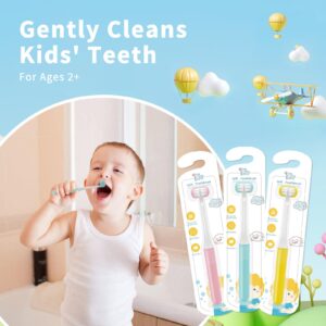 LEYUYO 3 Sided Toothbrush Kids, Soft Bristles Toddler Toothbrush, Boys Girls Toothbrush, Autism Training Toothbrush, 360° Oral Teeth Cleaning