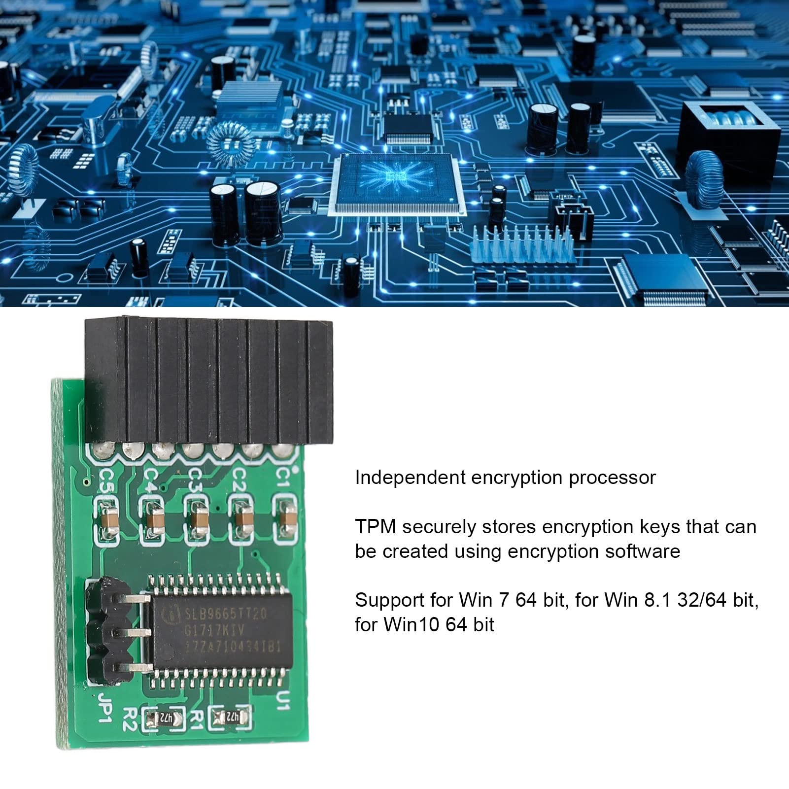 Septpenta 14Pin Security Module for B550 B450 B460, Separate Cryptographic Processor Remain Encrypted TPM 2.0 Encryption Security Module, Convenient Practical for Win11/7/8.1/10