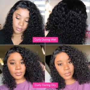 Valgerdr Bob Wig Human Hair Wig Curly Human Hair Wig Bob Wig Human Hair Curly Wig Short Curly Wigs for Black Women 4x4 Lace Closure Wigs Human Hair Wigs For Black Women (180% Density) 12 Inch