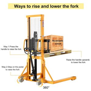 APOLLOLIFT Manual Pallet Stacker with Straddle Legs 2200lbs Capacity 63" Lift Height and Double Scissor Hydraulic Lift Table/Cart 1760lbs Capacity