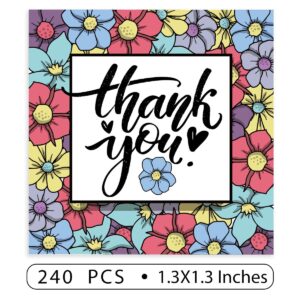 Thank You Stickers,Thank You Colorful Flowers Business Stickers,Thank You Small Business Stickers,Business Packaging Stickers Envelop Seals 240 PCS