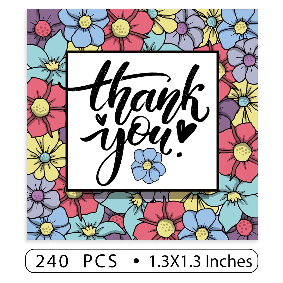 Thank You Stickers,Thank You Colorful Flowers Business Stickers,Thank You Small Business Stickers,Business Packaging Stickers Envelop Seals 240 PCS