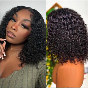 valgerdr bob wig human hair wig curly human hair wig bob wig human hair curly wig short curly wigs for black women 4x4 lace closure wigs human hair wigs for black women (180% density) 12 inch