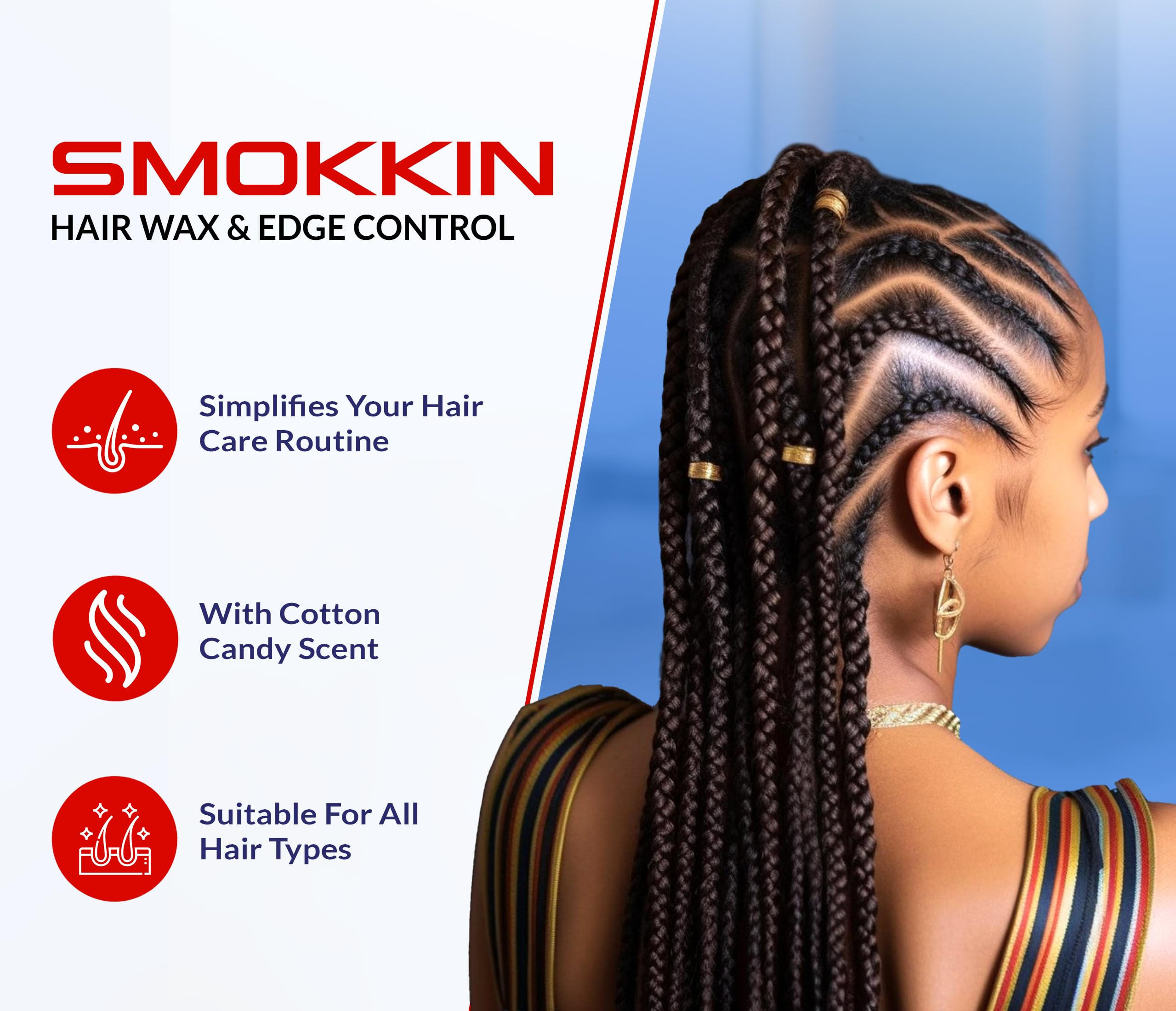 INNOVATION SMOKKIN Strong Hold Hair Wax for Edge Control, Braiding & Twists, Versatile Styling for Diverse Hair Types (Cotton Candy 5.09 Fl oz)