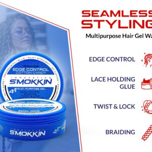 INNOVATION SMOKKIN Strong Hold Hair Wax for Edge Control, Braiding & Twists, Versatile Styling for Diverse Hair Types (Cotton Candy 5.09 Fl oz)