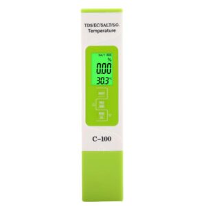 Water Quality Test Pen, C 100 5 in 1 Salinity EC Seawater Tester Multifunction Water Quality Tester with Backlight