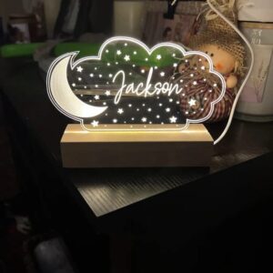 GODMERCH Personalized Luxury LED Night Light Moon Star, Kids Room Decor, Nursery Decor, Newborn Gifts, Baby Gift with Name, Bedroom Light Kids Birthday Gift, Gift for Daughter Son