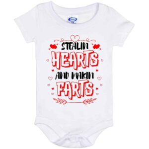 urvog stealing hearts and making farts baby bodysuit - funny toddler valentines baby valentines day outfit boy girl, one size, baby onesie - 06 month/white