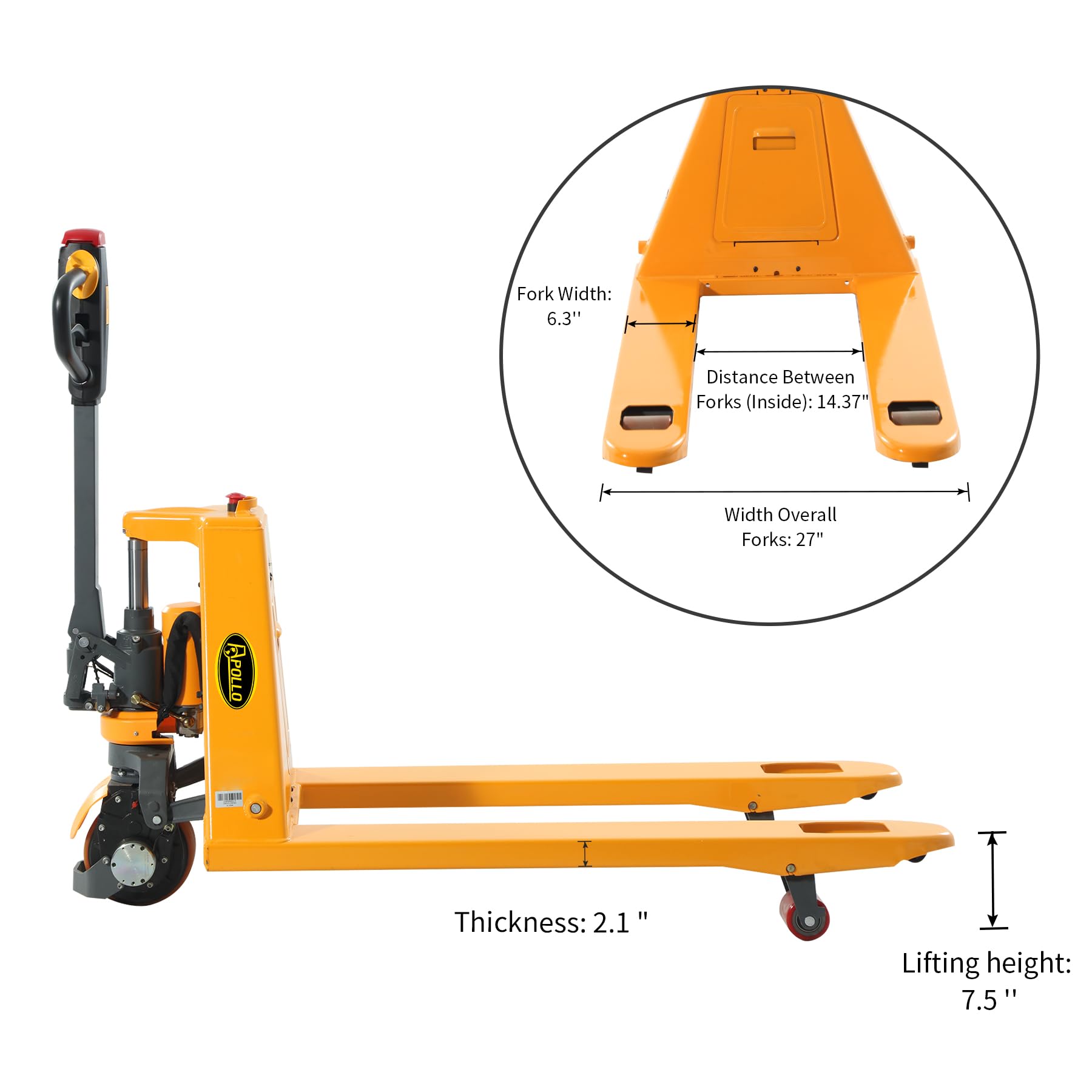 APOLLOLIFT Electric Power Lithium Battery Pallet Jack Truck 3300lb Cap. 48" x27" and Hand Pallet Jack Truck 6600lbs Capacity 48" x27" Fork Size