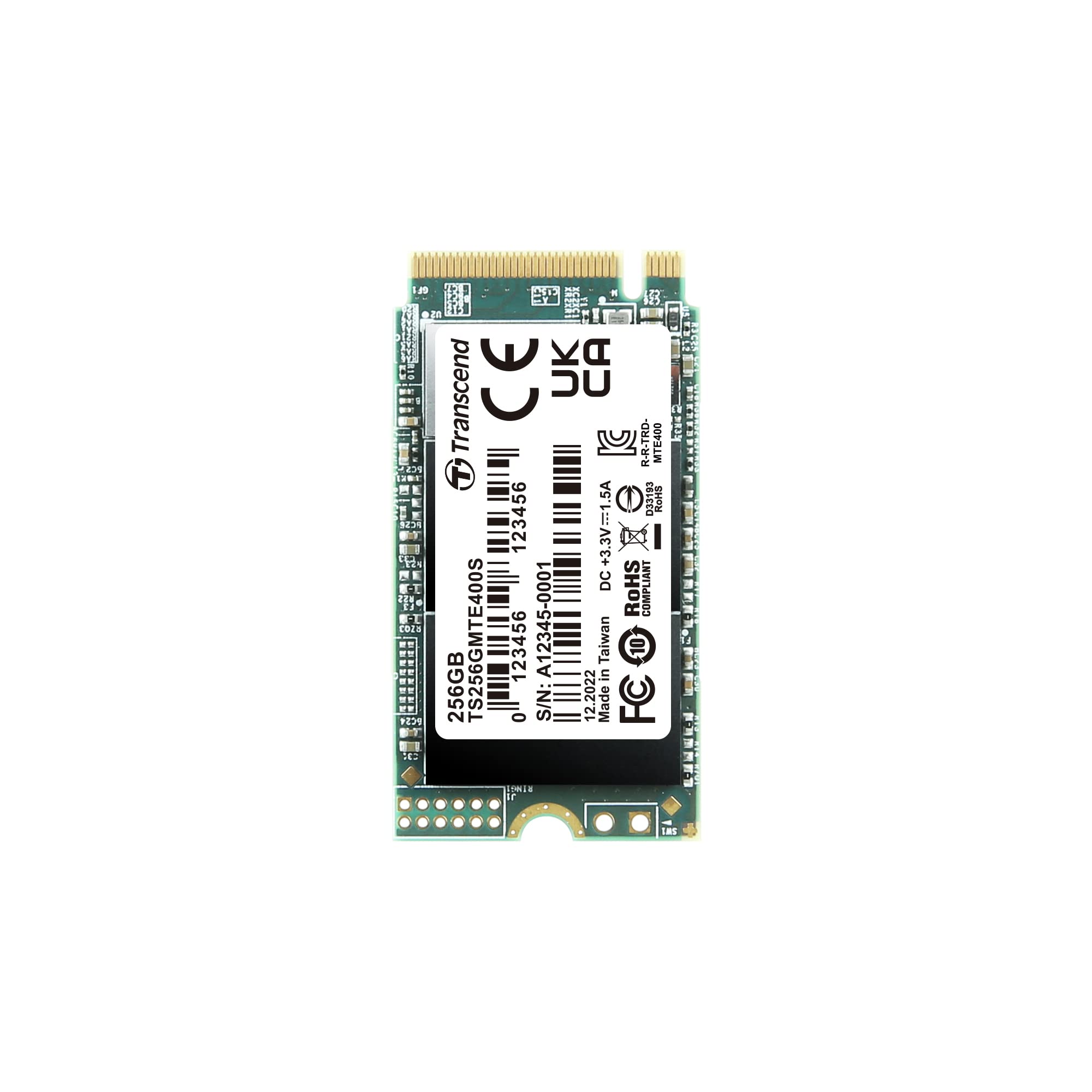 Transcend 256GB MTE400S NVMe Internal SSD - Gen3 x4 PCIe M.2 2242, Up to 2,000MB/s - TS256GMTE400S