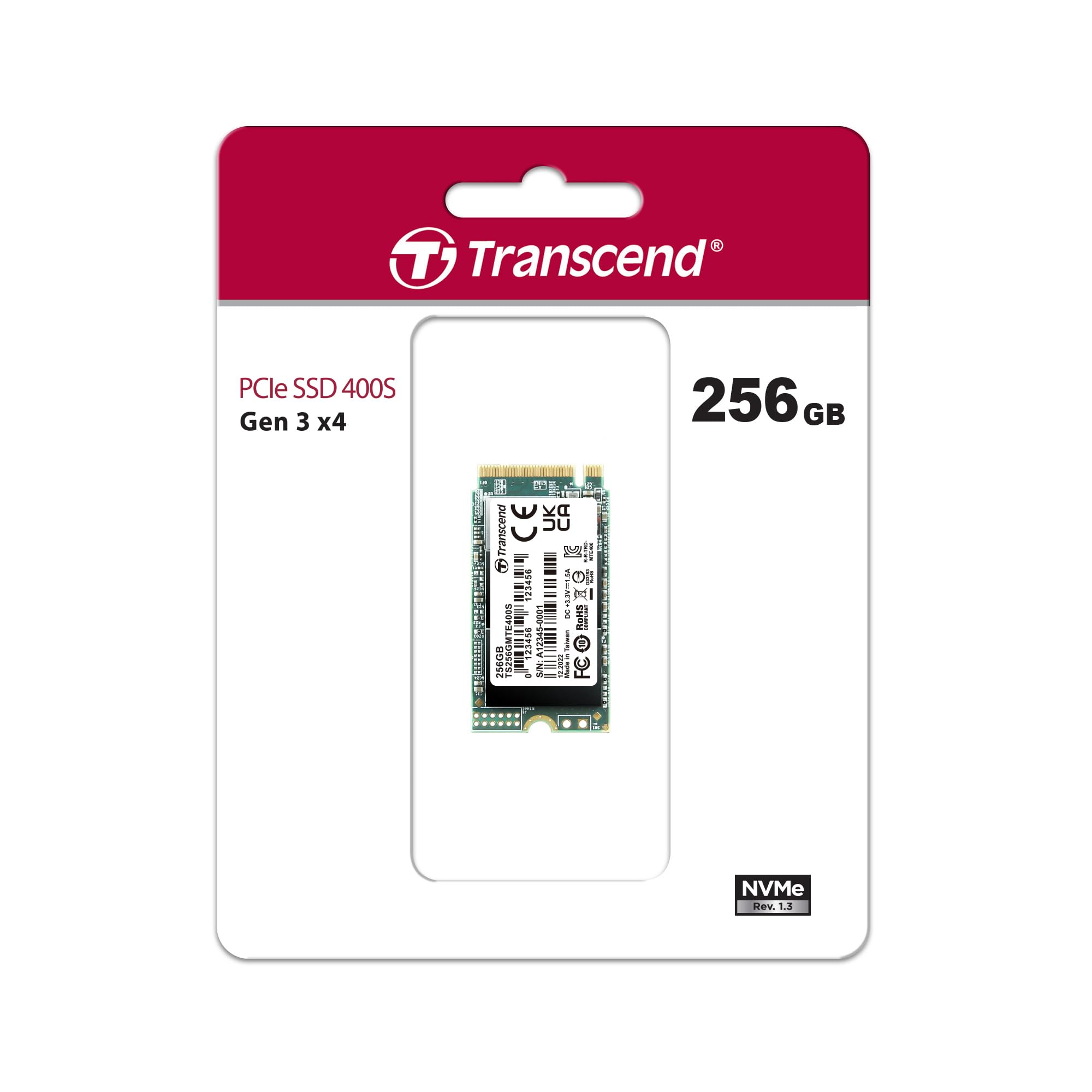 Transcend 256GB MTE400S NVMe Internal SSD - Gen3 x4 PCIe M.2 2242, Up to 2,000MB/s - TS256GMTE400S