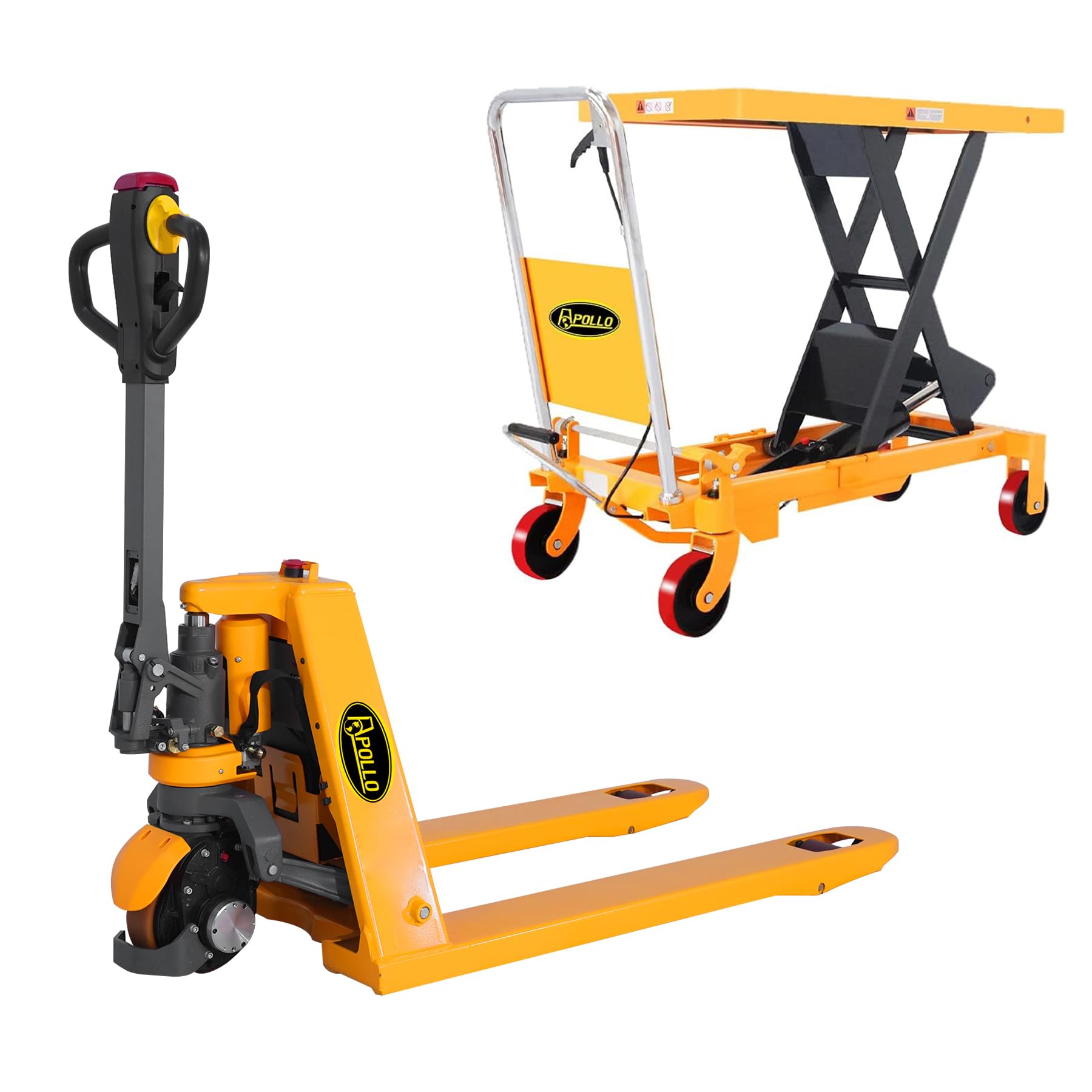 APOLLOLIFT Electric Power Lithium Battery Pallet Jack Truck 3300lb Capacity 48" x27" and Single Scissor Hydraulic Lift Table/Cart 1760lbs Capacity 39.4" Lifting Height