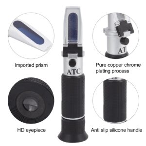 Alcohol Refractometer, HD Prism Visual Adjustment Hand Wheel Brix Refractometer Handheld Silicone Handle for Fruit for Home Brewing Kit