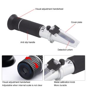 Alcohol Refractometer, HD Prism Visual Adjustment Hand Wheel Brix Refractometer Handheld Silicone Handle for Fruit for Home Brewing Kit