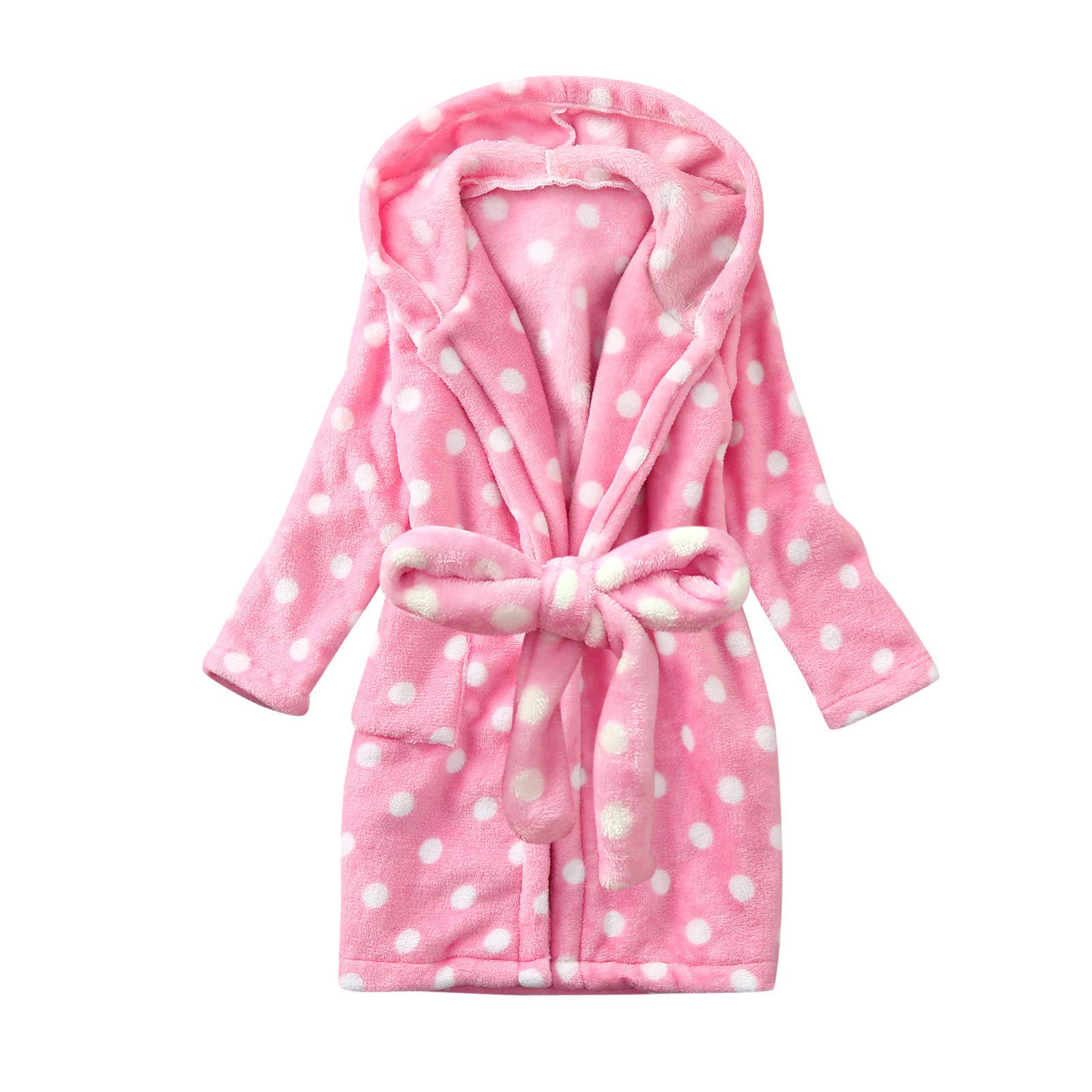 Toddler Baby Boys Girls Hooded Thick Warm Flannel Bathrobe Night-robe Pajamas Newborn Baby Girl (Pink, 4-5 Years)