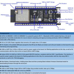 DIYmall 2PCS ESP32-S3-DevKitC-1-N16R8 ESP32 S3 Development Board ESP32-S3-WROOM-1 Module Wi-Fi+BT 16MB Flash 8MB PSRAM for Arduino ESP