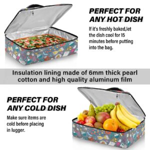 Science Scientific Objects Reusable Insulated Pizza Bag, Waterproof Food Delivery Bag, with Handle Lid Leakproof Pizza Holder Tote for Hot or Cold Food