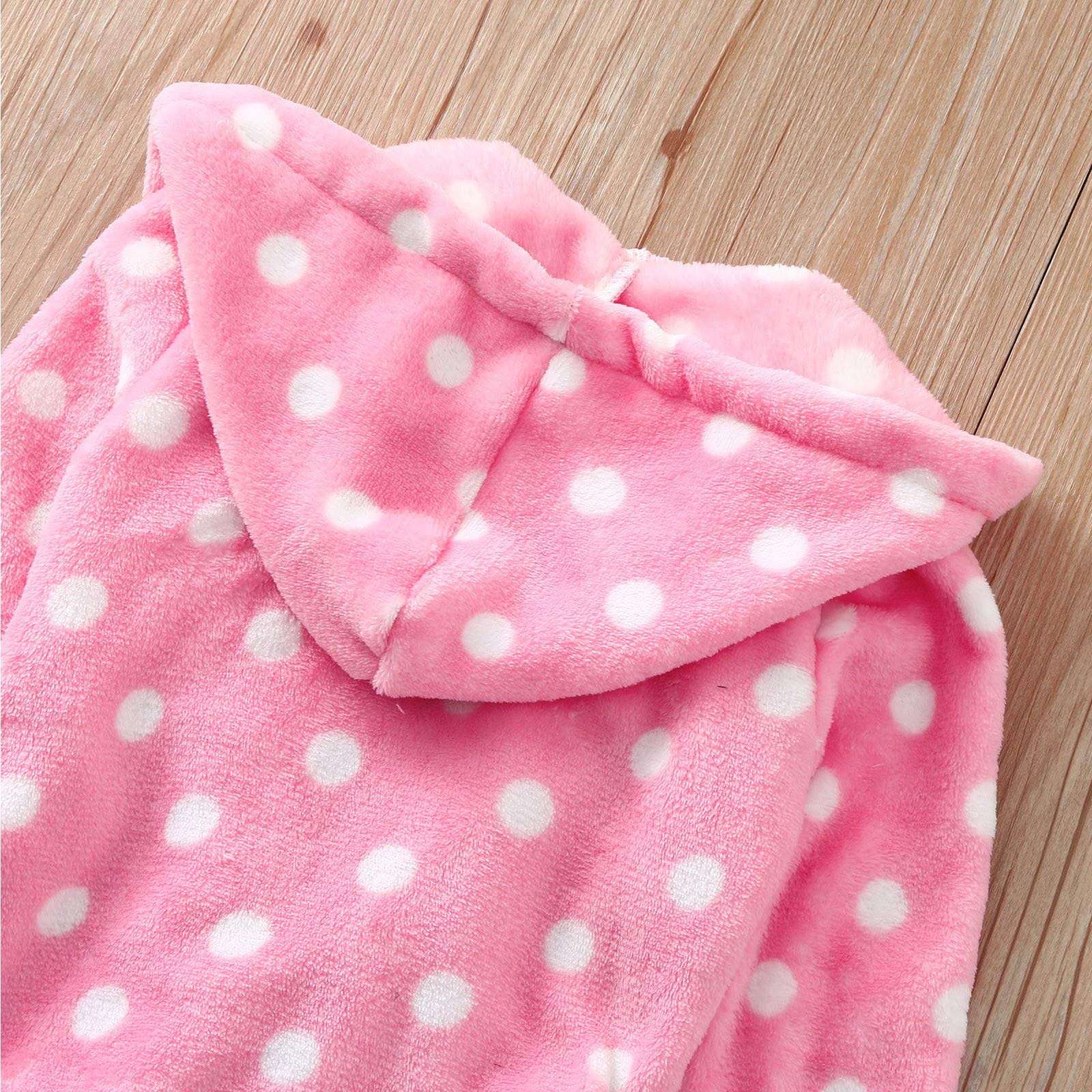 Toddler Baby Boys Girls Hooded Thick Warm Flannel Bathrobe Night-robe Pajamas Newborn Baby Girl (Pink, 4-5 Years)