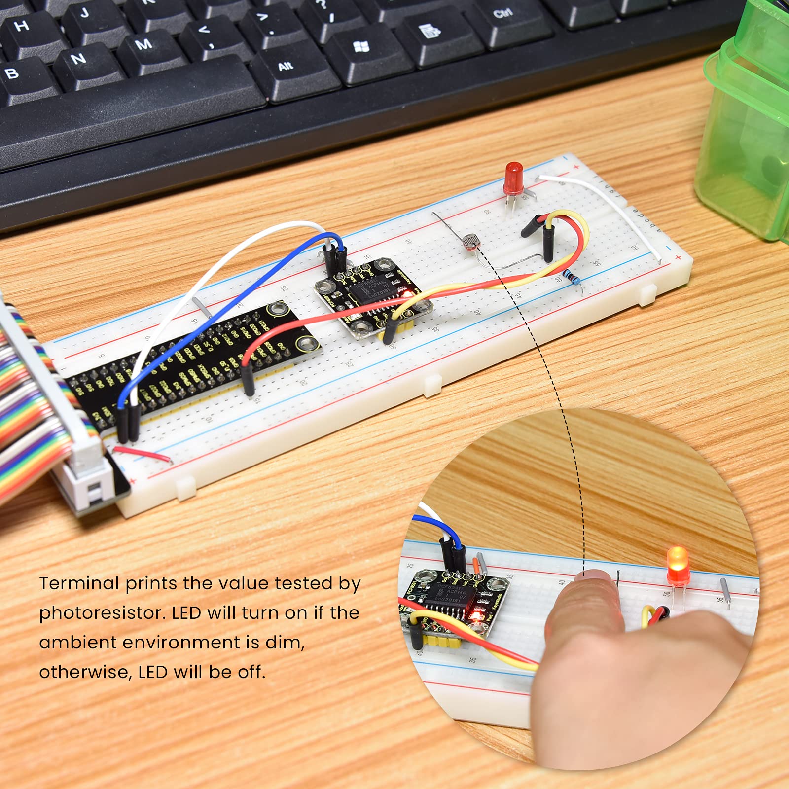 KEYESTUDIO Basic Starter Kit for Raspberry Pi 4 3 3B/2B/B+, with Tutorials C+ Python Java Code, Breadboard Solderless Electronic LCD Water Level Gas Sensor Programming