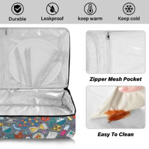 Science Scientific Objects Reusable Insulated Pizza Bag, Waterproof Food Delivery Bag, with Handle Lid Leakproof Pizza Holder Tote for Hot or Cold Food