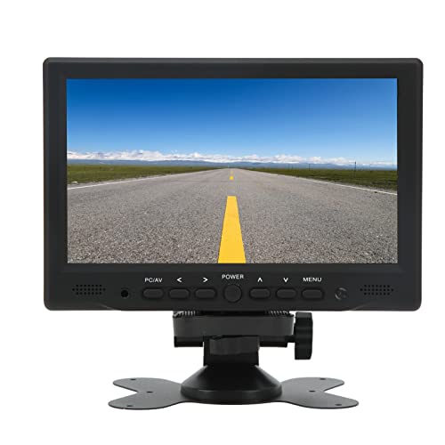 7 Inch LED Computer Monitor with VGA AV DC HD Multimedia Interface, Small TFT HD Screen Monitor with Dual Speakers and Remote Control