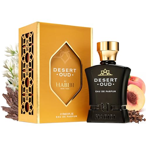 H HABIBI Desert Oud Arabian Fragrance for Men - Floral, Woody, Patchouli Cologne for Men - Warm, Sweet & Spicy Niche Eau de Parfum Men - Blended with Rare Exotic Notes Made In USA