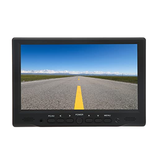 7 Inch LED Computer Monitor with VGA AV DC HD Multimedia Interface, Small TFT HD Screen Monitor with Dual Speakers and Remote Control