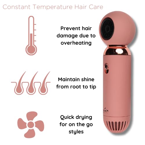 Aria Beauty Too Cute Compact Hair Dryer - Lightweight, Portable Blow Dryer with High or Low Settings - Negative Ionic Technology - Rose Gold - 1 pc