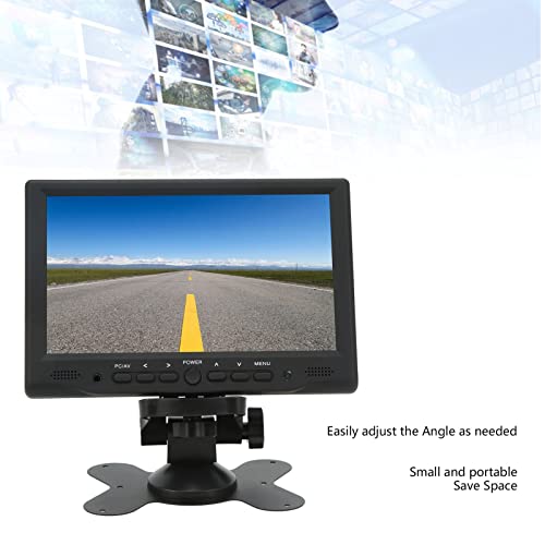 7 Inch LED Computer Monitor with VGA AV DC HD Multimedia Interface, Small TFT HD Screen Monitor with Dual Speakers and Remote Control