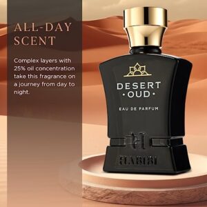 H HABIBI Desert Oud Arabian Fragrance for Men - Floral, Woody, Patchouli Cologne for Men - Warm, Sweet & Spicy Niche Eau de Parfum Men - Blended with Rare Exotic Notes Made In USA