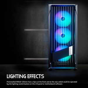 Raidmax X603 ATX Desktop Computer Gaming PC Case Mid Tower PC Case pre-Install x 4 addressable RGB ARGB Fans ATX USB 3.0 Tempered Glass PC Case (Black)