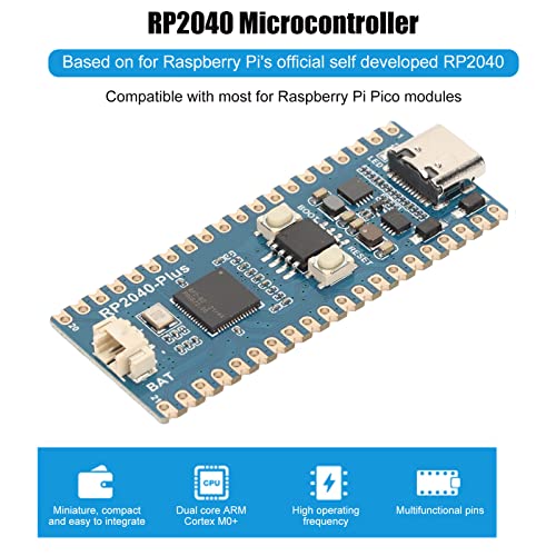 Yoidesu RP2040-Plus Microcontroller Mini Development Board for Raspberry Pi, Based on RP2040 Chip, Dual Core ARM Cortex M0+ Processor, 26 GPIO Pins, Flexible Clock Running Up to 133 MHz