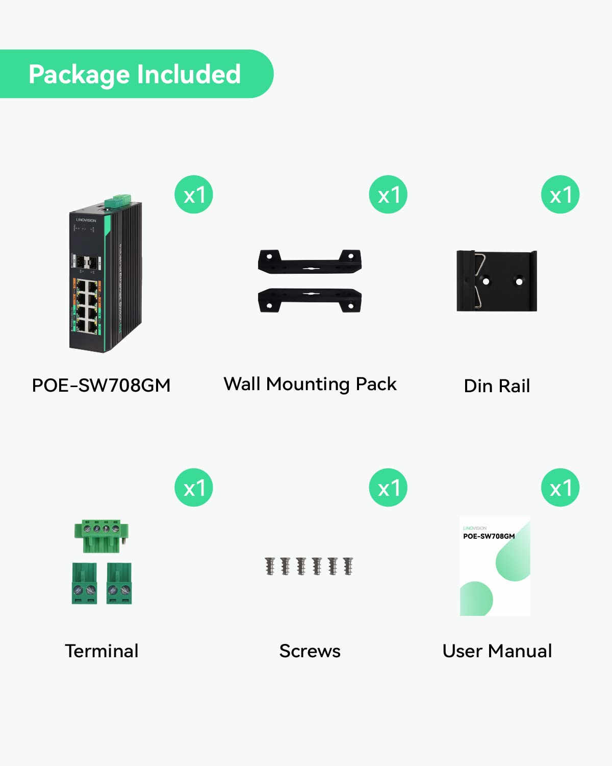 LINOVISION Industrial 8-Port Full Gigabit Managed POE Switch with 2 SFP Uplinks, L2 Management, RS485 Serial Port, 4 BT 90W PoE Ports, Total PoE Budget 360W, Q-PoE and P-PoE Without Interruption