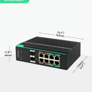 LINOVISION Industrial 8-Port Full Gigabit Managed POE Switch with 2 SFP Uplinks, L2 Management, RS485 Serial Port, 4 BT 90W PoE Ports, Total PoE Budget 360W, Q-PoE and P-PoE Without Interruption