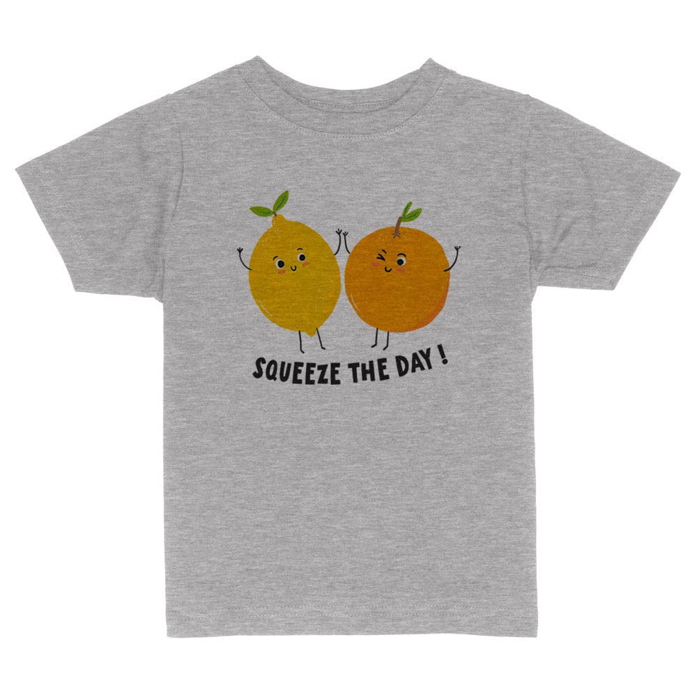 Lemon and Orange Squeeze The Day Toddler Kids T-Shirt 2T Heather Grey