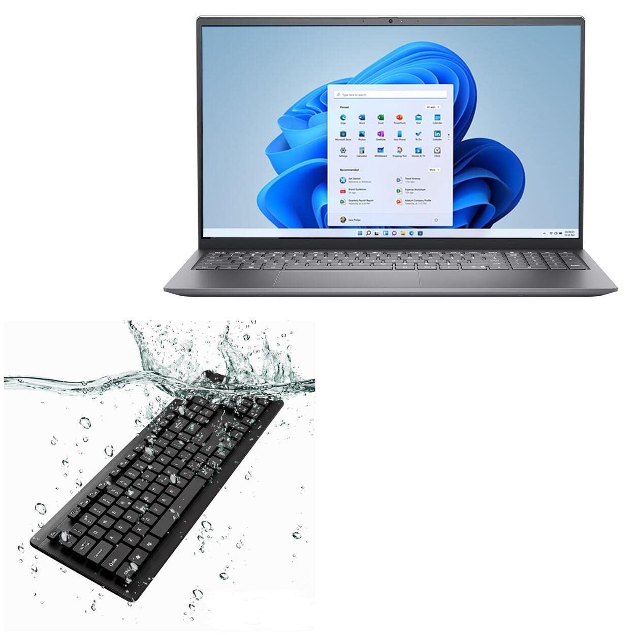 BoxWave Keyboard Compatible with Alienware x17 Gaming (R2) (Keyboard AquaProof USB Keyboard, Washable Waterproof Water Resistant USB Keyboard for Alienware x17 Gaming (R2) - Jet Black