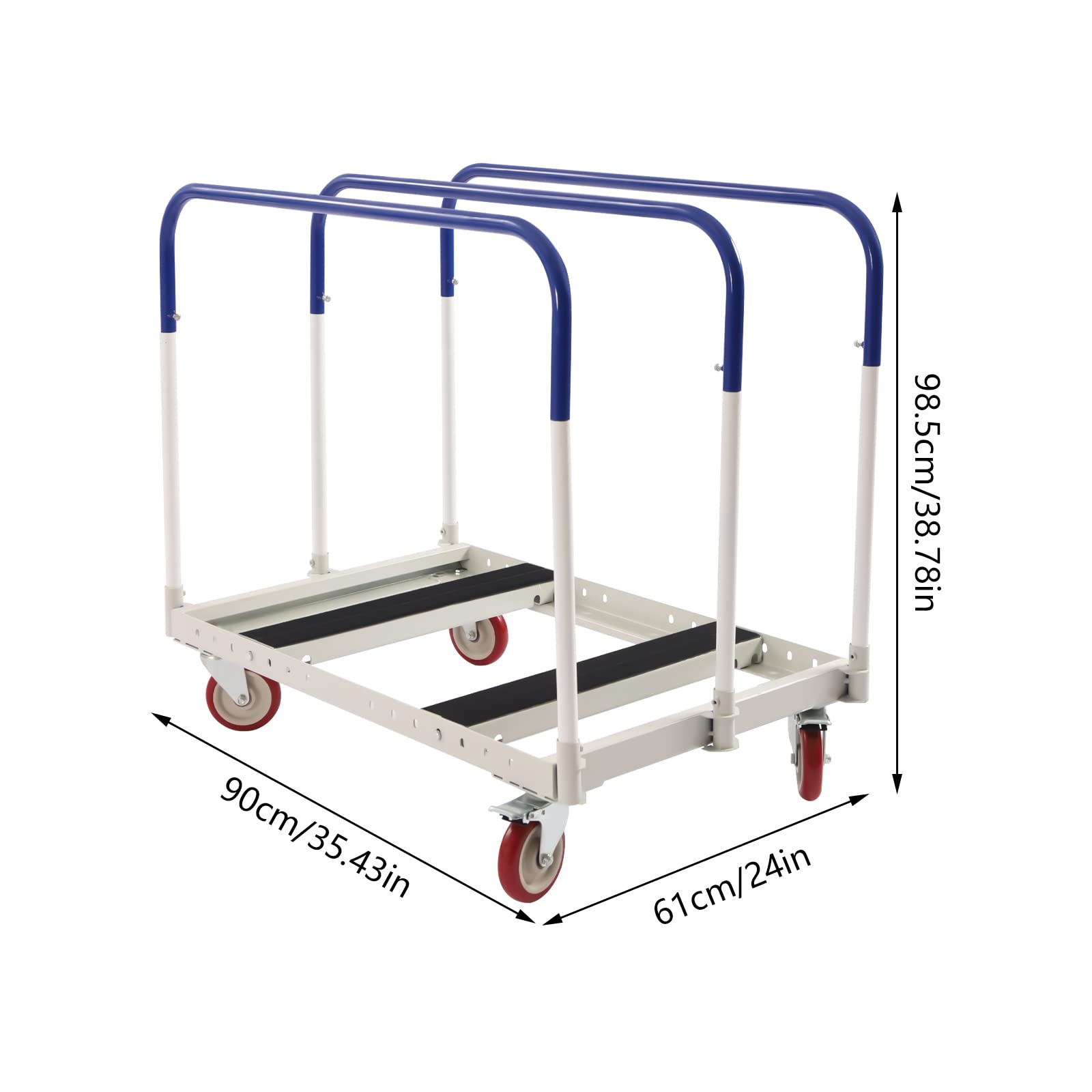 Steel Panel Truck with Swivel Casters, Steel Frame Panel Cart Dolly 1500 lbs Load Capacity, 35" Length x 20" Width