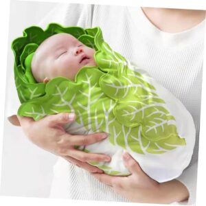 KOMBIUDA 1 Set Blankets Wrap Baby Softer Leaves with Creative Sleep Cabbage Newborn Props Photo Toddler Hat Green Background Photography Unisex Chinese Girl Funny Swaddle Memory for