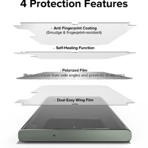 Ringke Privacy Dual Easy Wing [Anti-spy] Compatible with Samsung Galaxy S23 Ultra Privacy Screen Protector 5G, Self-Healing Properties Anti-Fingerprint Coating Film with Easy Application Kit