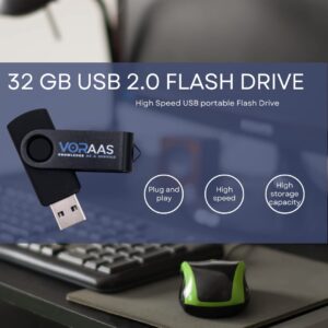 Voraas 32gb USB 2.0 Flash Drive Memory Stick Jump Drive Good for Storing and Backing up documents, Photos, and Media. Compatible with Windows.