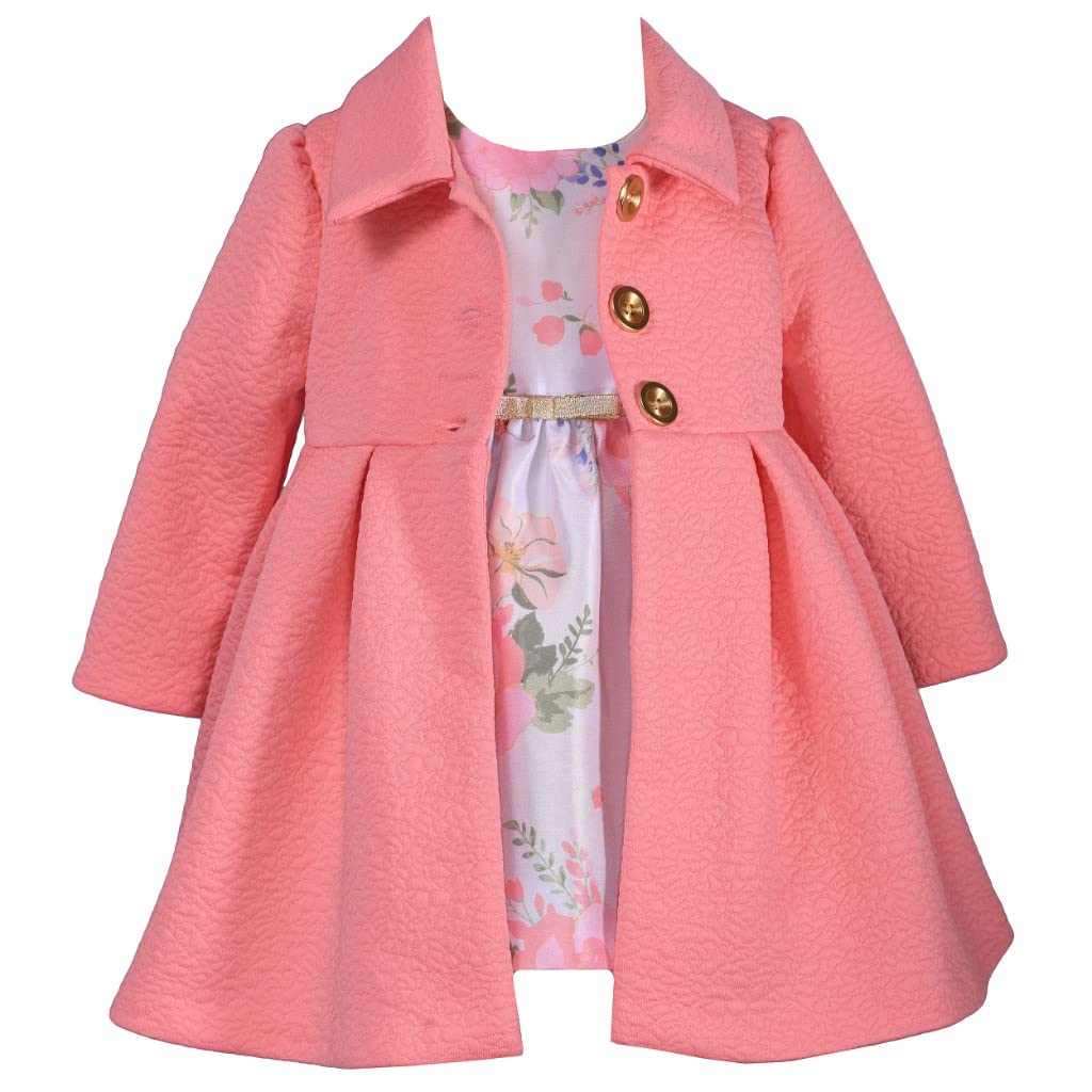 Bonnie Jean Girl's Spring Easter Dress and Coat Set for Baby, Toddler and Little Girls, Coral, 8