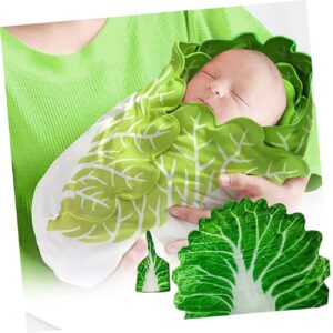 KOMBIUDA 1 Set Blankets Wrap Baby Softer Leaves with Creative Sleep Cabbage Newborn Props Photo Toddler Hat Green Background Photography Unisex Chinese Girl Funny Swaddle Memory for