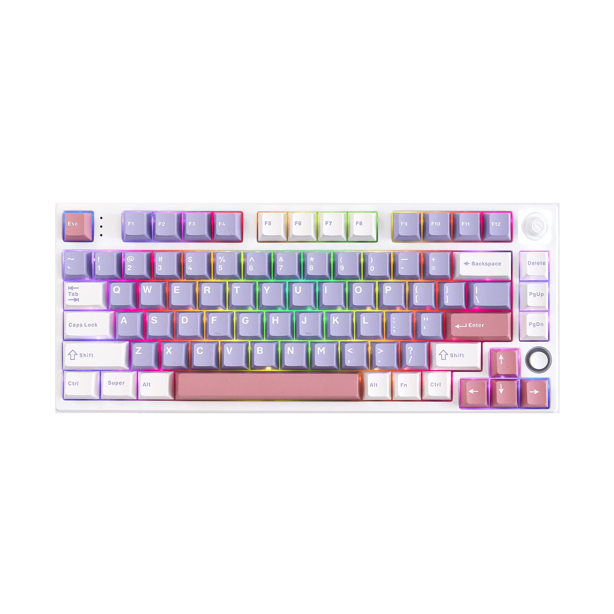 KEYMECHER KS75T 75% Mechanical Keyboard with Volume Knob, Tri-Mode Hot Swappable Gaming Keyboard, RGB Backlit, Bluetooth, 2.4G Connection with Silver Switches